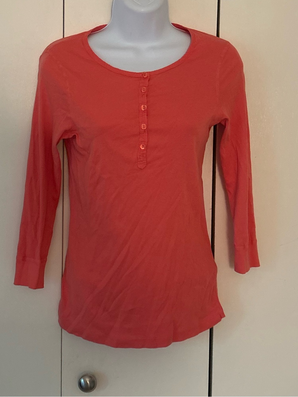 Three dots Long-Sleeve Cotton knit Henley Top M